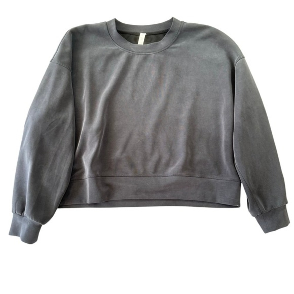 Lululemon Perfectly Oversized Cropped Crewneck Sweatshirt‎ Black Size 14 Cozy